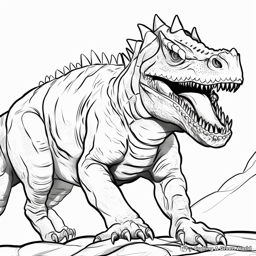 Carnotaurus and Prey Dinosaur Coloring Pages 4