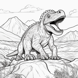 Carnotaurus and Volcano Background Coloring Pages 2