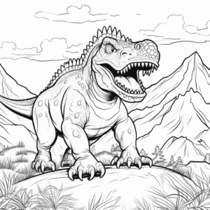 Carnotaurus and Volcano Background Coloring Pages 3