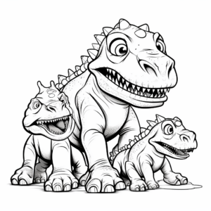 Carnotaurus Family Coloring Pages: Male, Female, and Baby 2
