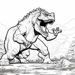Carnotaurus Fight Scene Dinosaur Coloring Pages 1