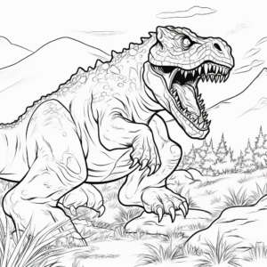 Carnotaurus Fight Scene Dinosaur Coloring Pages 2