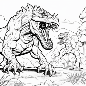 Carnotaurus Fight Scene Dinosaur Coloring Pages 3