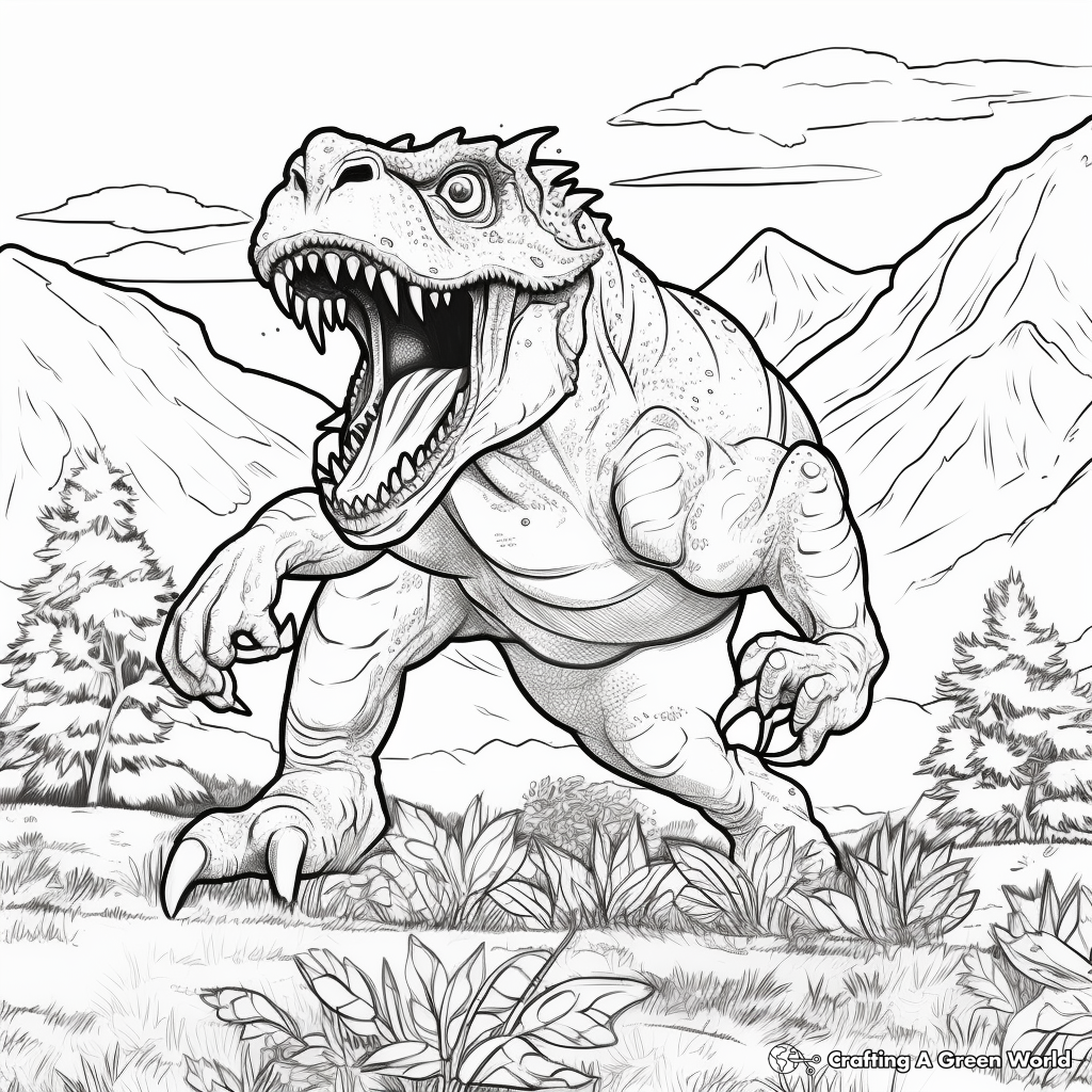 Carnotaurus Fight Scene Dinosaur Coloring Pages 4