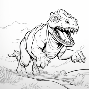 Carnotaurus On The Run: Active Dinosaur Coloring Pages 2