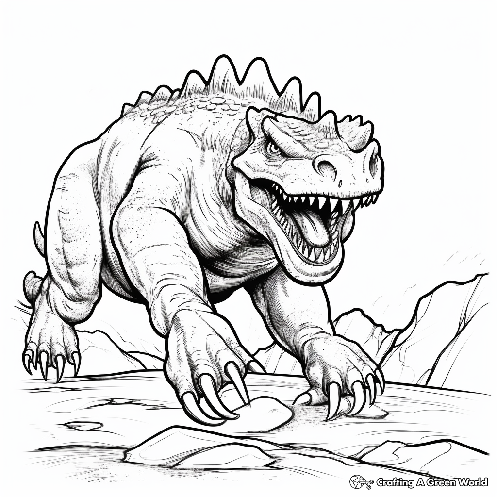 Carnotaurus On The Run: Active Dinosaur Coloring Pages 3