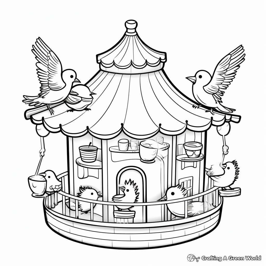 Carousel Bird Feeder Coloring Pages for Kids 1
