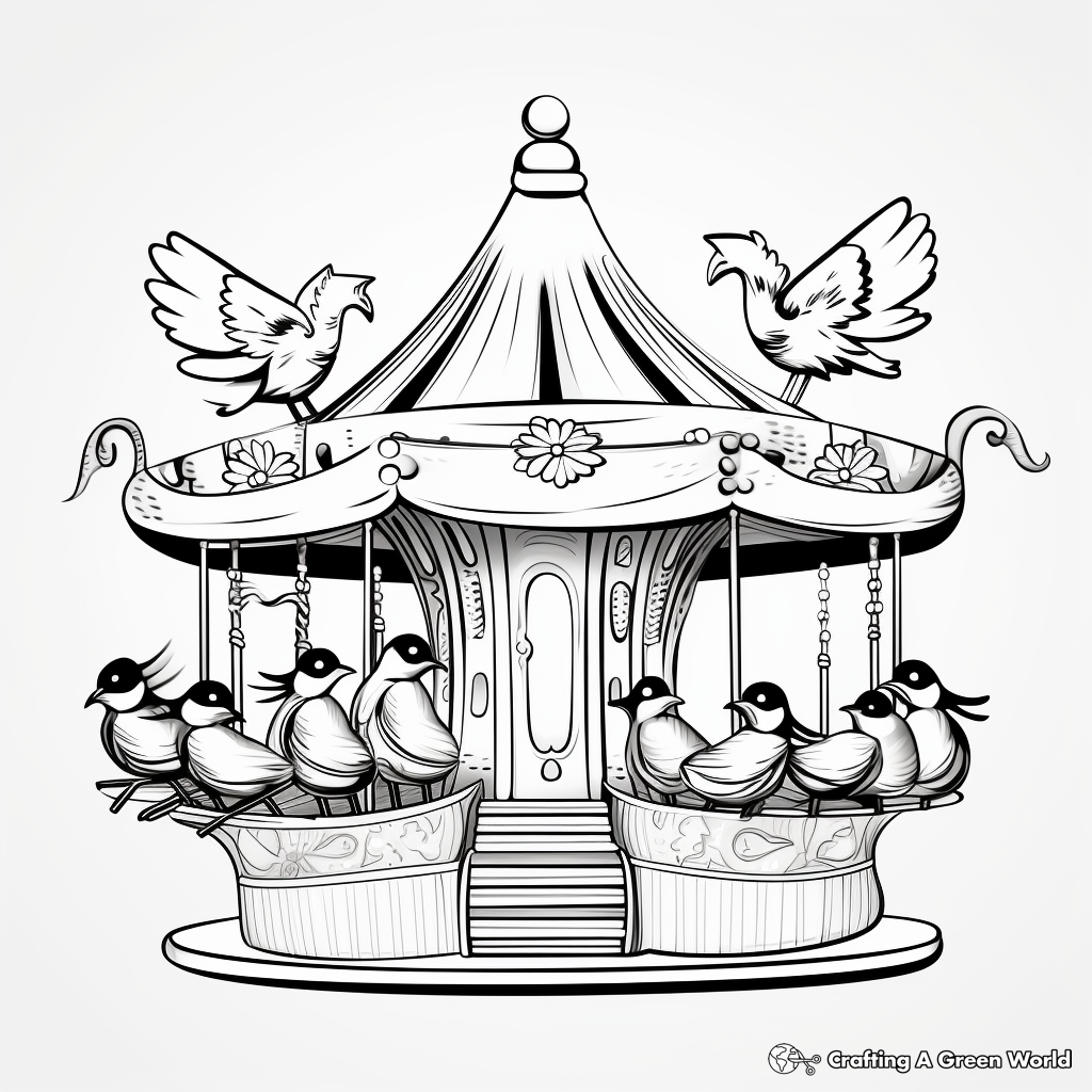 Carousel Bird Feeder Coloring Pages for Kids 2