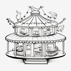 Carousel Bird Feeder Coloring Pages for Kids 3