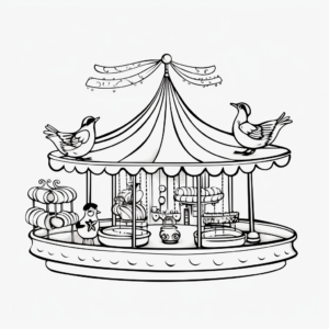 Carousel Bird Feeder Coloring Pages for Kids 4