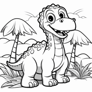Cartoon Apatosaurus Coloring Pages for Toddlers 1