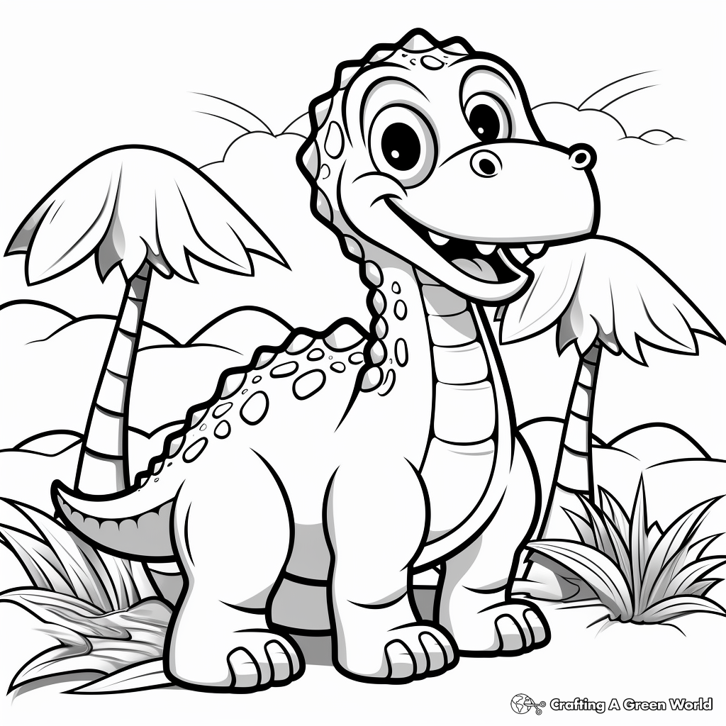 Cartoon Apatosaurus Coloring Pages for Toddlers 1