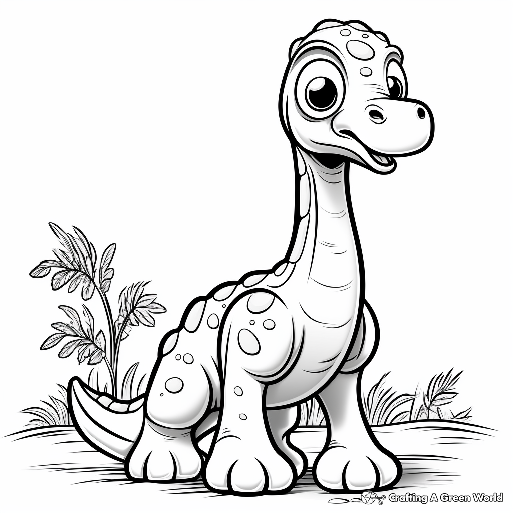 Cartoon Apatosaurus Coloring Pages for Toddlers 2