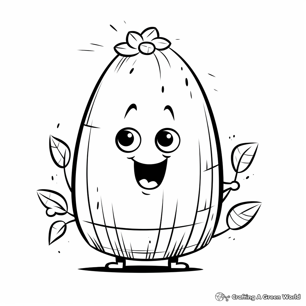 Cartoon Avocado Characters Coloring Pages 2