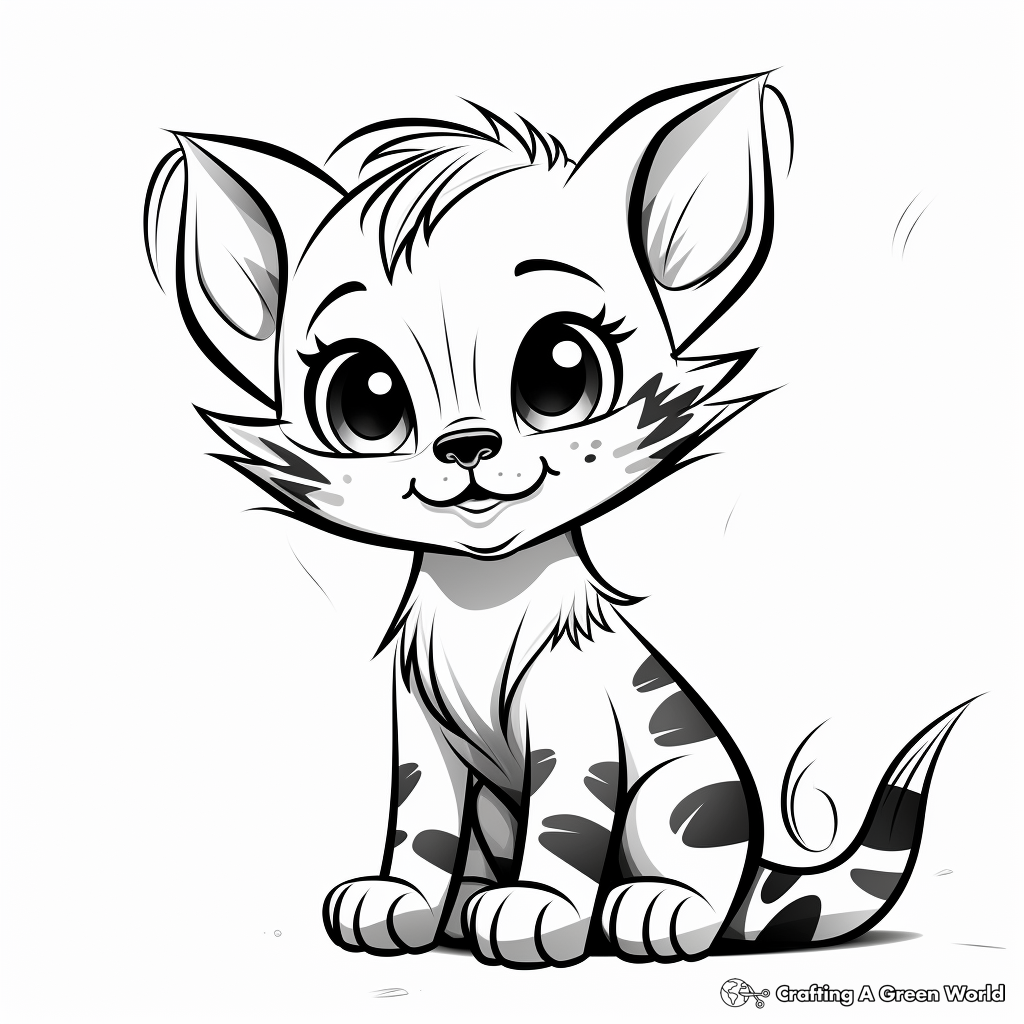 Cartoon Bengal Cat Coloring Pages for Children 1