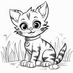 Cartoon Bengal Cat Coloring Pages for Children 2