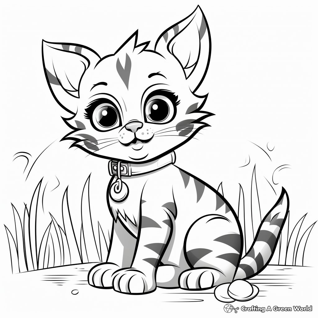 Cartoon Bengal Cat Coloring Pages for Children 2