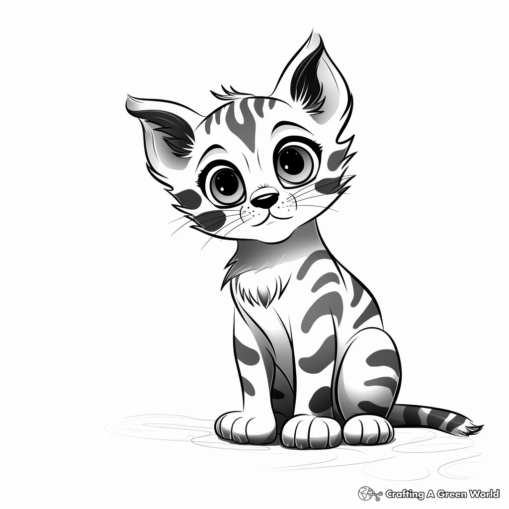 Cartoon Bengal Cat Coloring Pages for Children 3