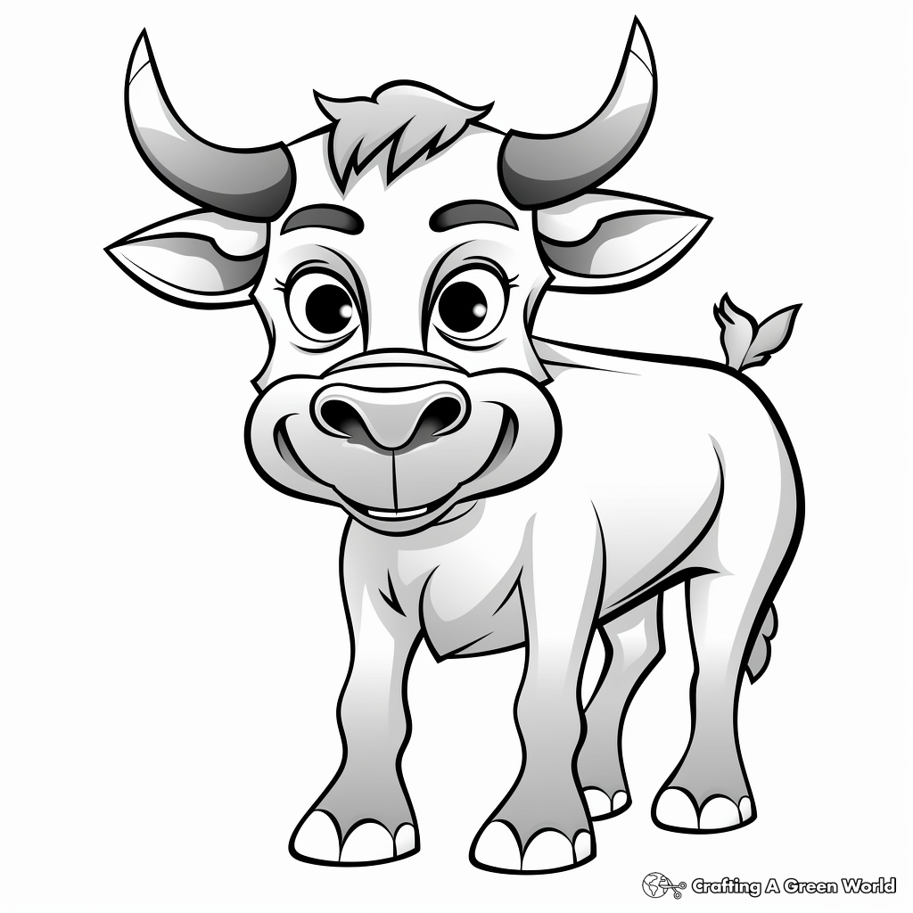 Cartoon Bull Coloring Pages for Kids 1