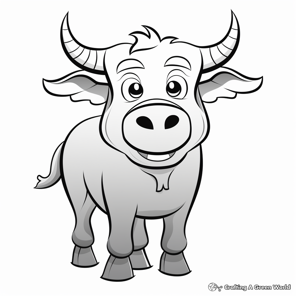 Cartoon Bull Coloring Pages for Kids 3