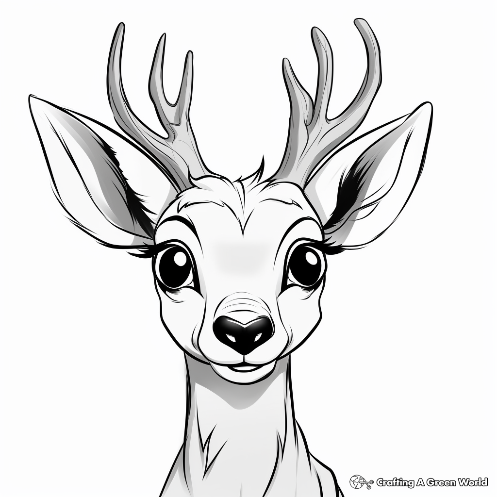 Cartoon Deer Head Coloring Pages for Kids 2