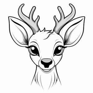 Cartoon Deer Head Coloring Pages for Kids 4