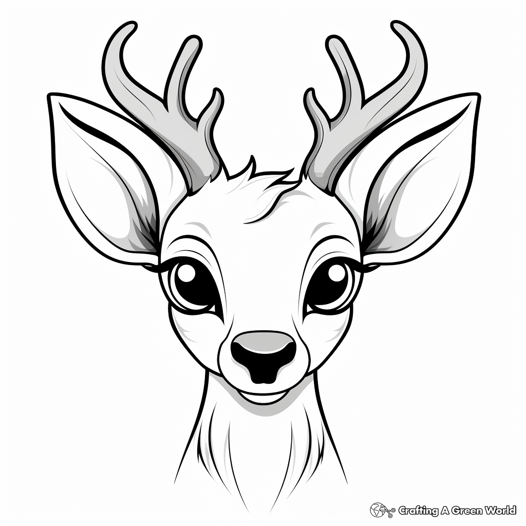 Cartoon Deer Head Coloring Pages for Kids 4