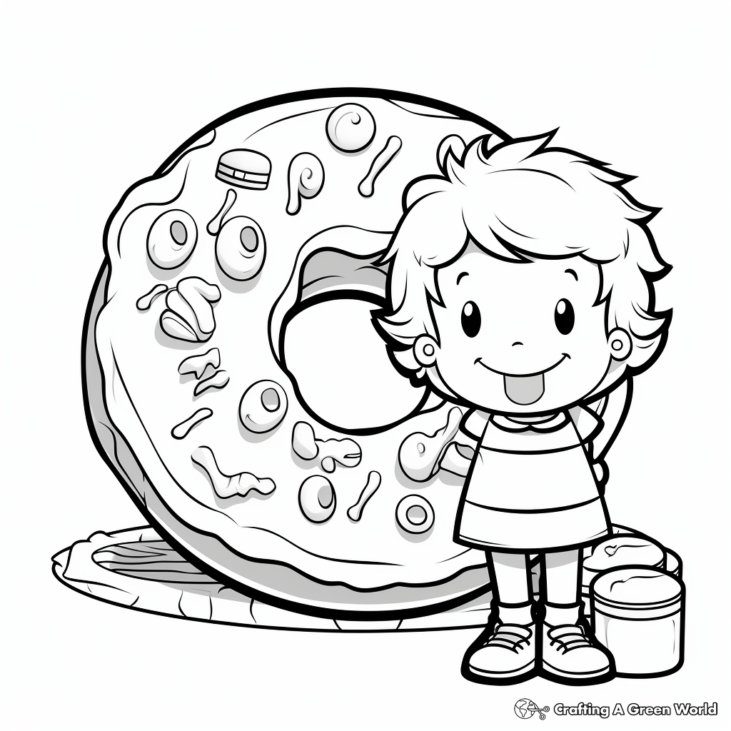 Cartoon Donut Character Coloring Pages 1