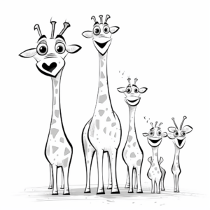 Cartoon Giraffe Family Coloring Sheets for Kids 1