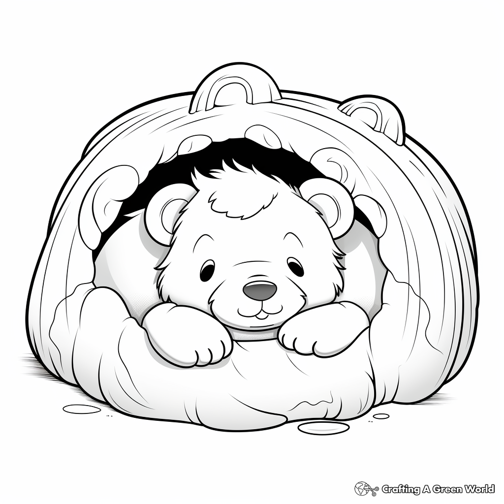 Cartoon Hibernating Bear Coloring Pages for Children 1