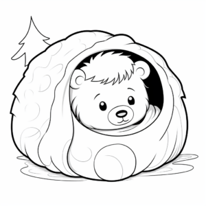 Cartoon Hibernating Bear Coloring Pages for Children 2