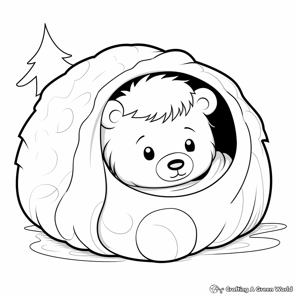 Cartoon Hibernating Bear Coloring Pages for Children 2