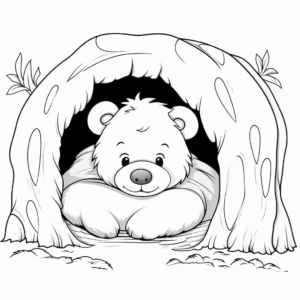 Cartoon Hibernating Bear Coloring Pages for Children 3