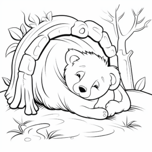 Cartoon Hibernating Bear Coloring Pages for Children 4