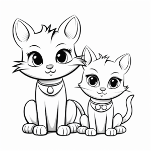 Cartoon Kitty Friends Coloring Sheets 1