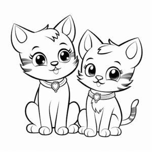 Cartoon Kitty Friends Coloring Sheets 2