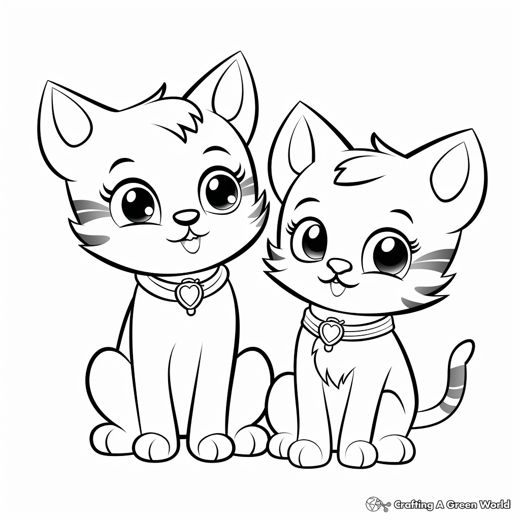 Cartoon Kitty Friends Coloring Sheets 2