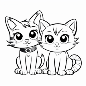 Cartoon Kitty Friends Coloring Sheets 3
