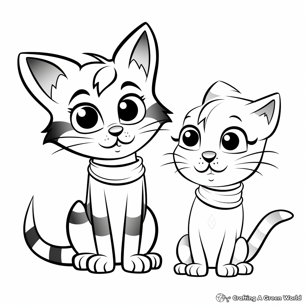 Cartoon Kitty Friends Coloring Sheets 4