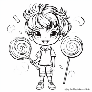 Cartoon Lollipop Coloring Pages for Kids 4