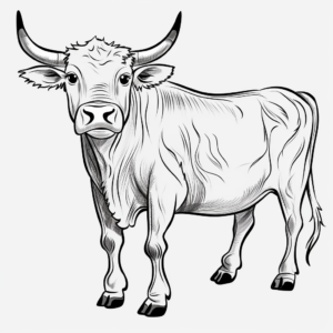 Cartoon Longhorn Coloring Pages for Kids 1
