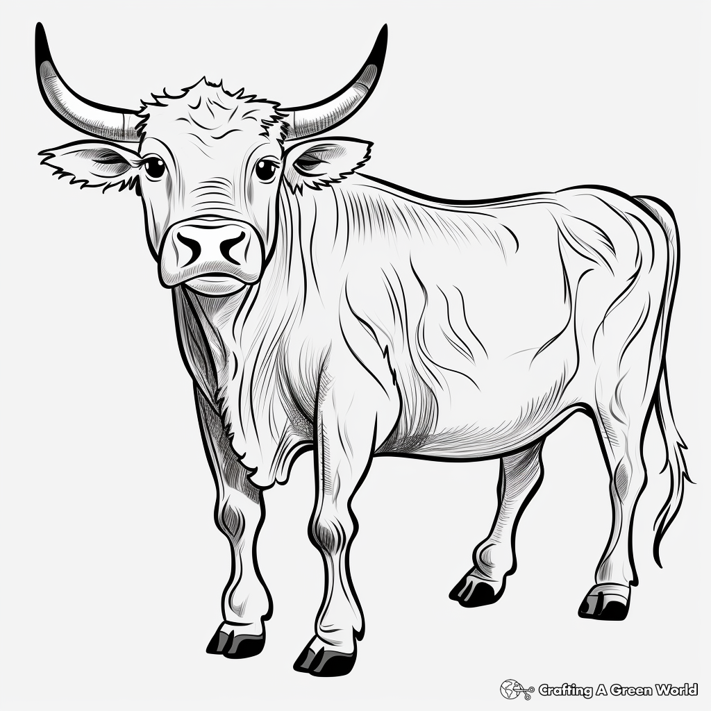Cartoon Longhorn Coloring Pages for Kids 1