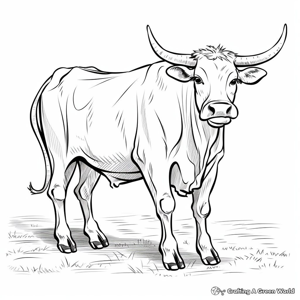 Cartoon Longhorn Coloring Pages for Kids 4