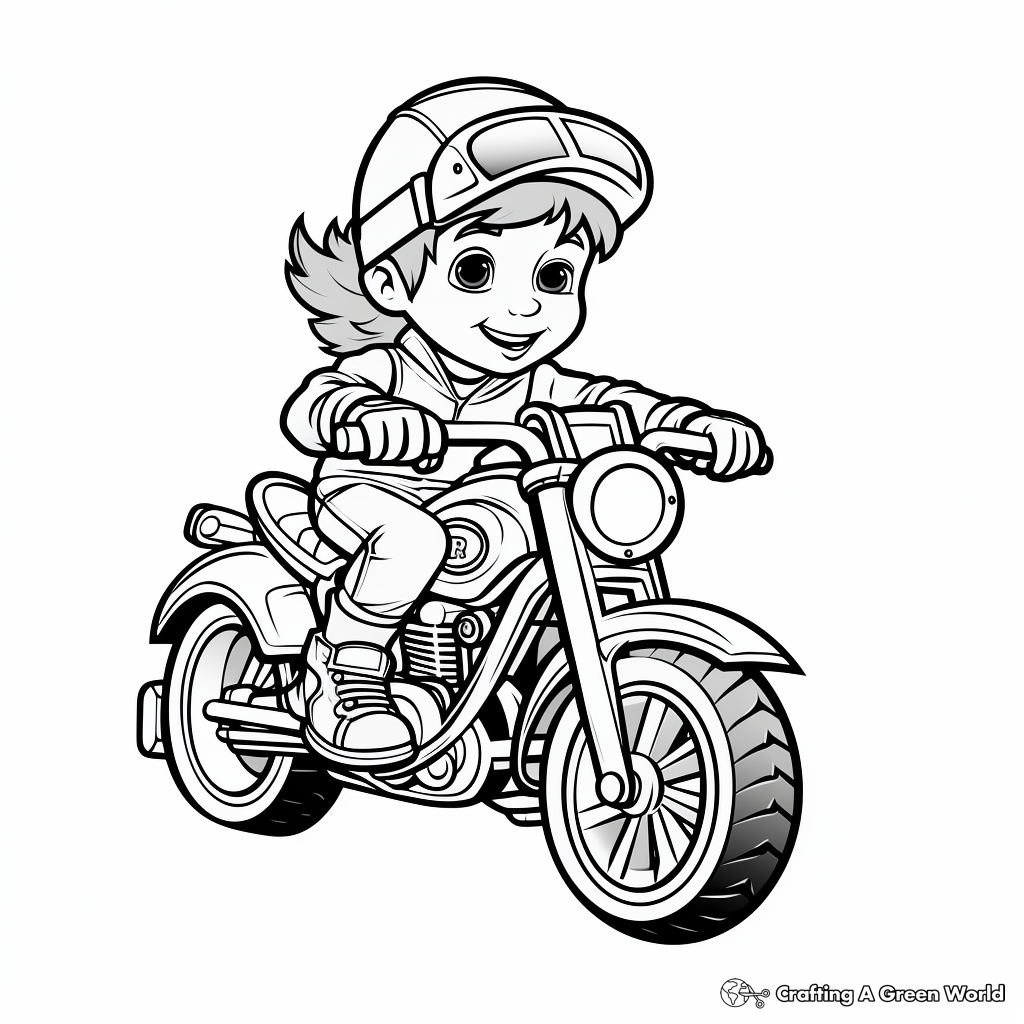 Cartoon Motorcycle Coloring Pages for Children 1