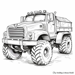 Cartoon Mud Truck Coloring Pages for Kids 1