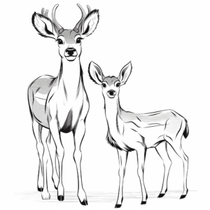 Cartoon Mule Deer Family Coloring Pages for Children 4
