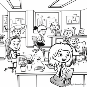 Cartoon Office Environment Coloring Page 2
