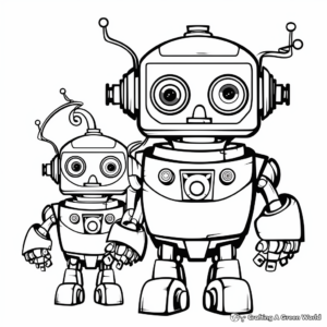 Cartoon Robot Coloring Pages For Beginners 1