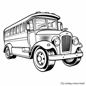 Cartoon School Bus with Kids Coloring Sheets 4