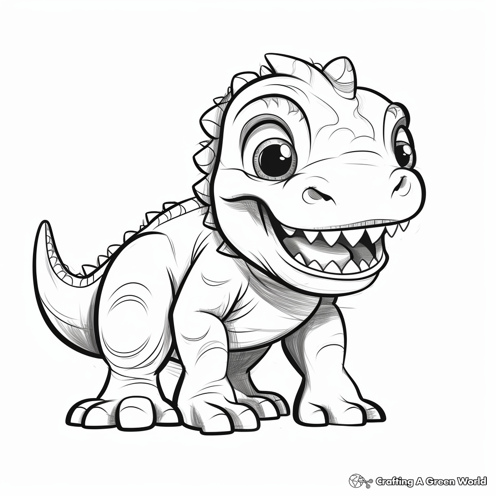 Cartoon Style Baby T-Rex Coloring Pages 1